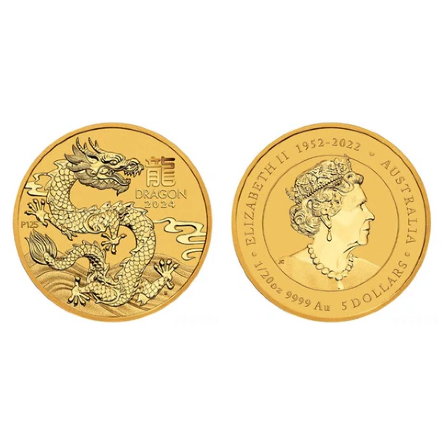 2024 1/20oz Lunar Series III- Year of the Dragon .9999 Gold BU Coin 1/18