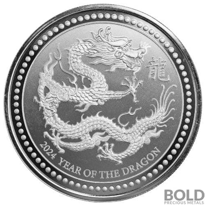 2024 1oz .999 Samoa Silver Dragon Black Rhodium Coin Certi-lock