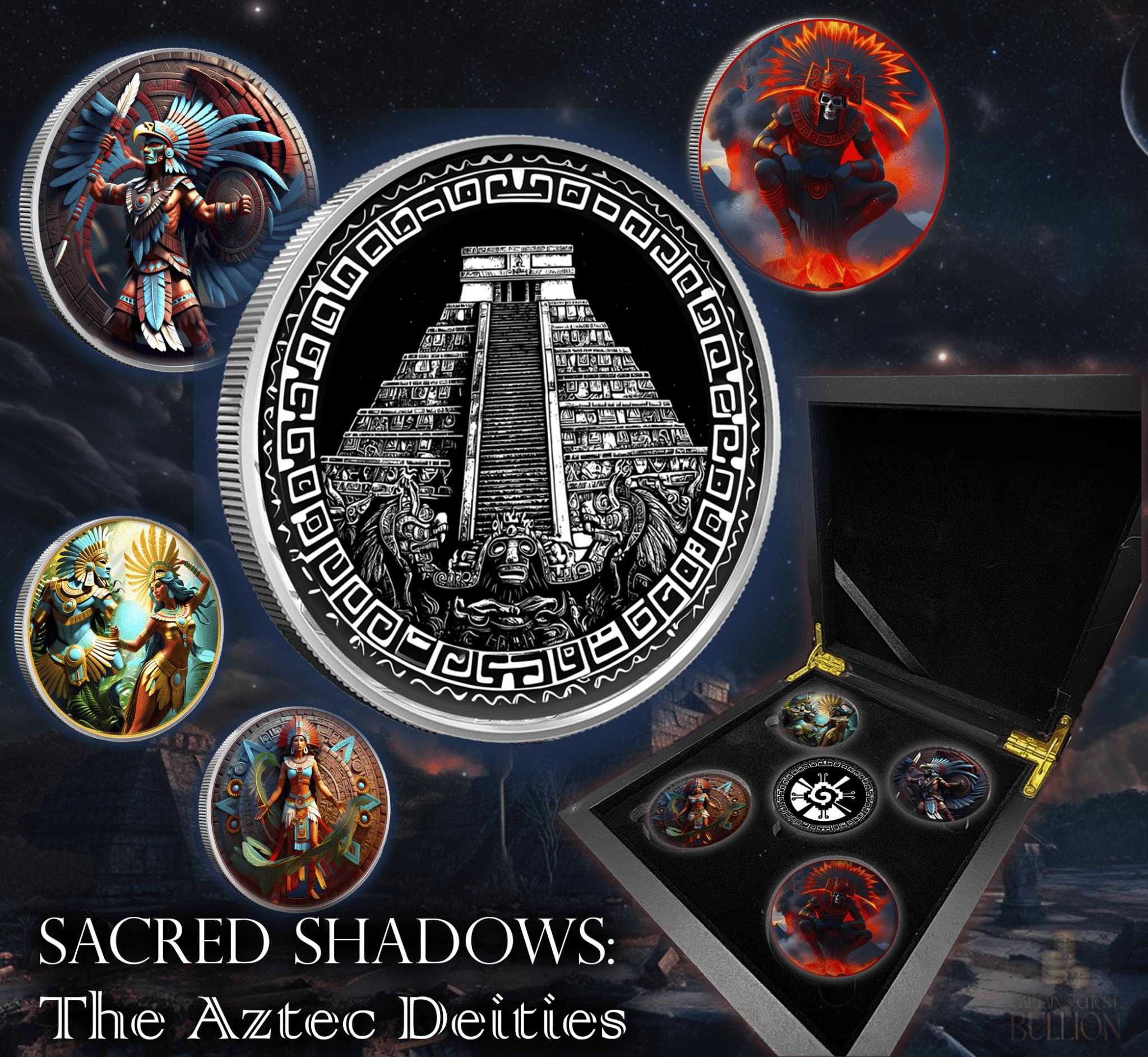 2024 1oz Colorized Aztec Shadows Completer Round 5 - Captain’s Chest Bullion