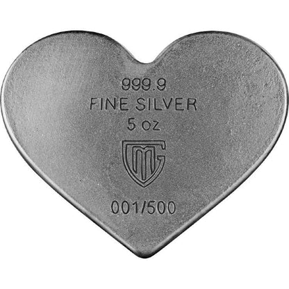 2024 Germania ANA World’s Fair Heart Shape 5oz Silver 999.9 Cast Bar