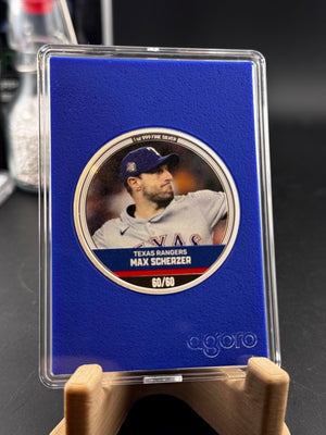 2024 Agoro Trading Coins MLB Max Scherzer 60/60 Sapphire 1oz Silver Coin - Captain’s Chest Bullion