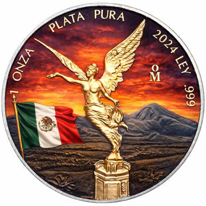 2024 Mexico Libertad Flame of Freedom Colorized 1oz .999 Silver Coin - Captain’s Chest Bullion