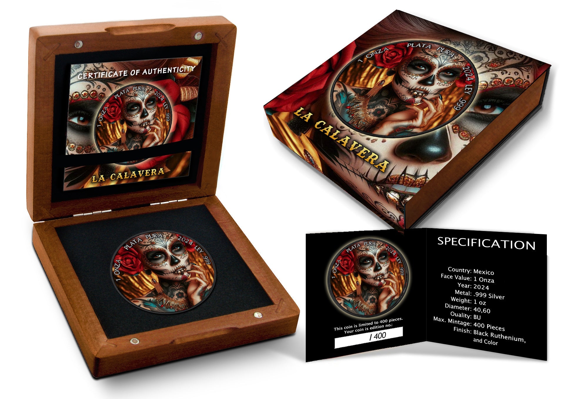 2024 Mexico Libertad La - Calevera 1oz .9999 Silver Colorized - Captain’s Chest Bullion