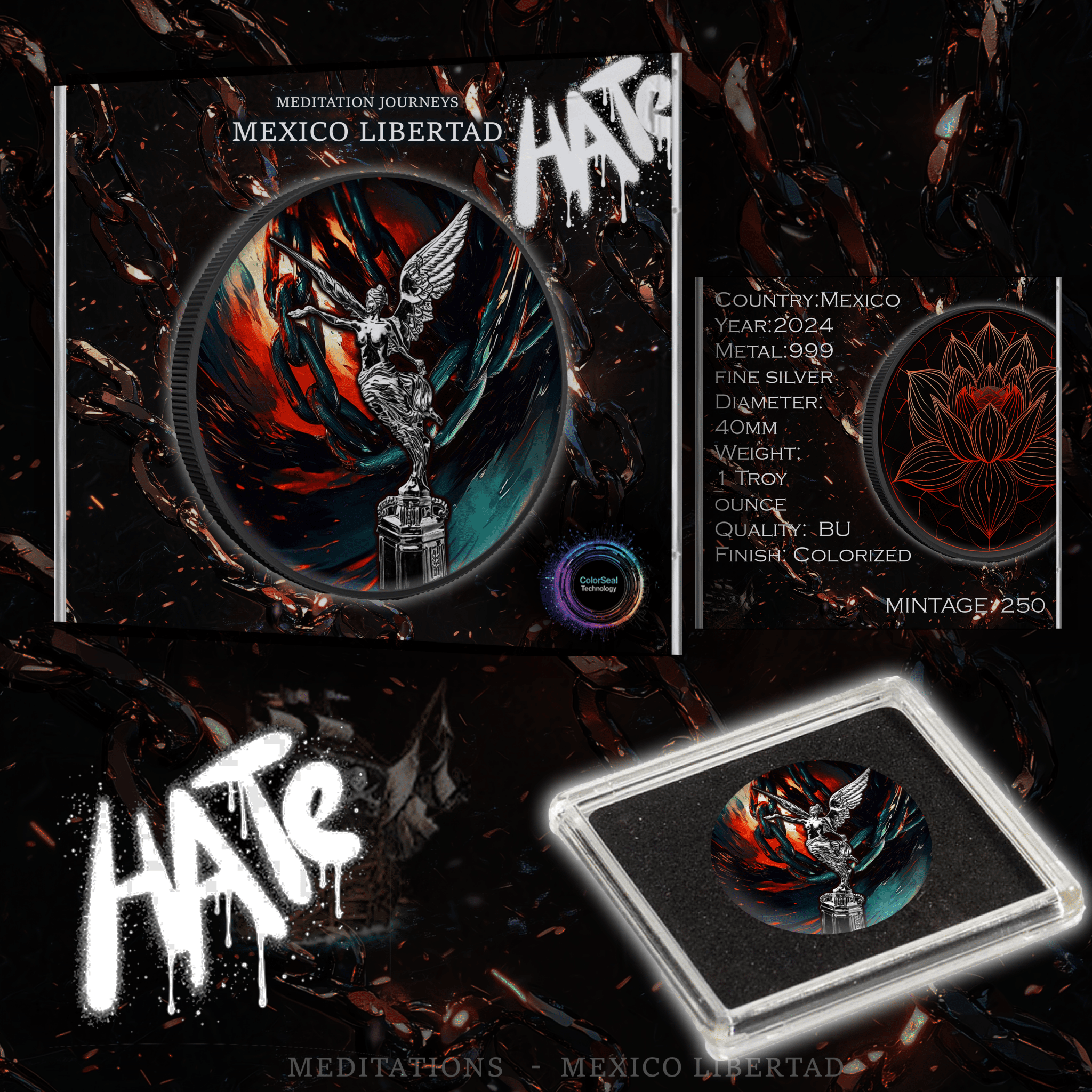 2024 Mexico Libertad Meditation Journey "Hate" .999 Silver 1oz Coin - Captain’s Chest Bullion