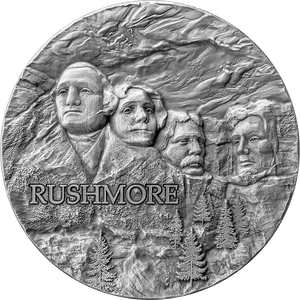 2024 Ms69 Antiqued 2oz Rock - Cut Monuments: Mt. Rushmore - Captain’s Chest Bullion