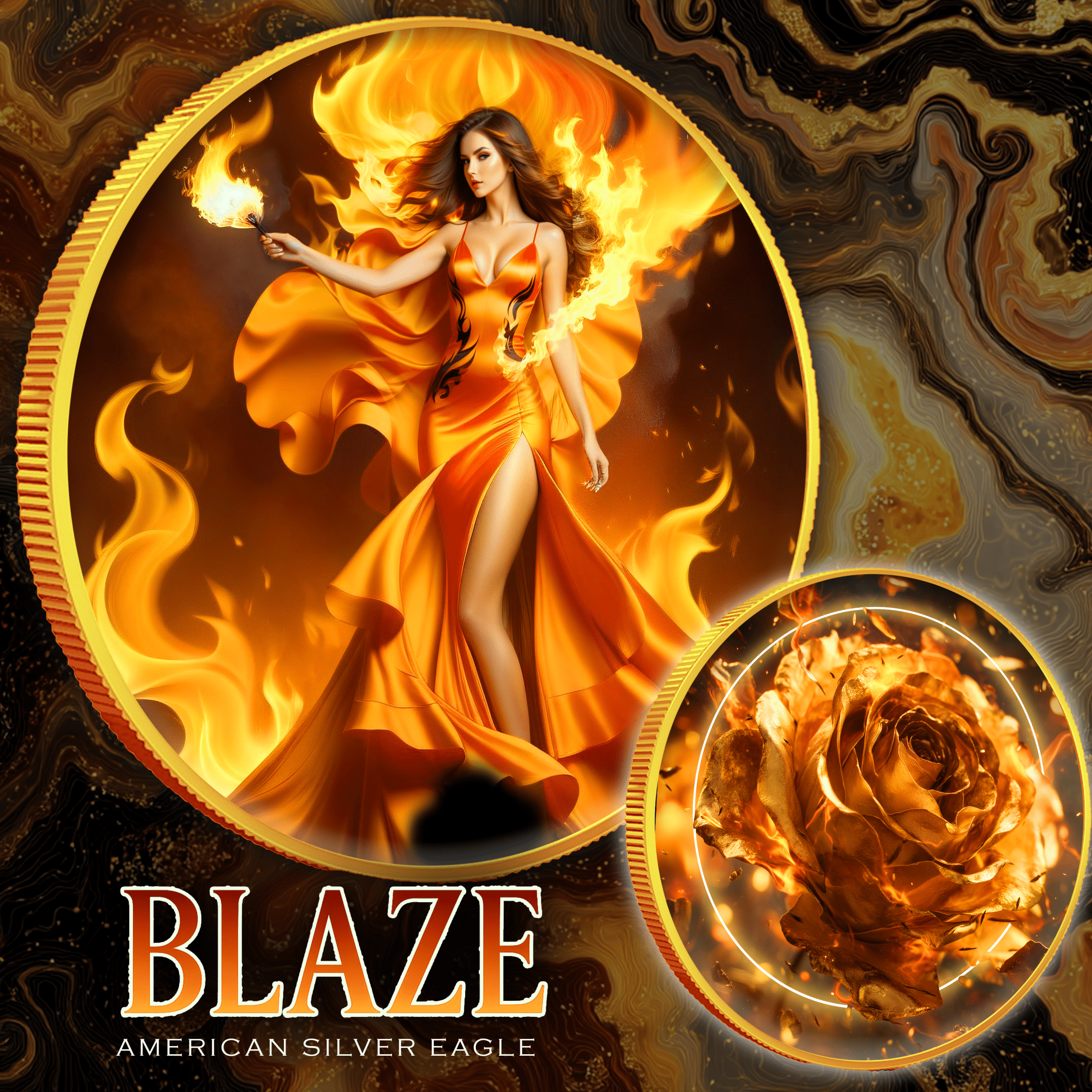 2024 Silver Eagle 1oz .999 Silver Coin Colorized Blaze Edition - Captain’s Chest Bullion