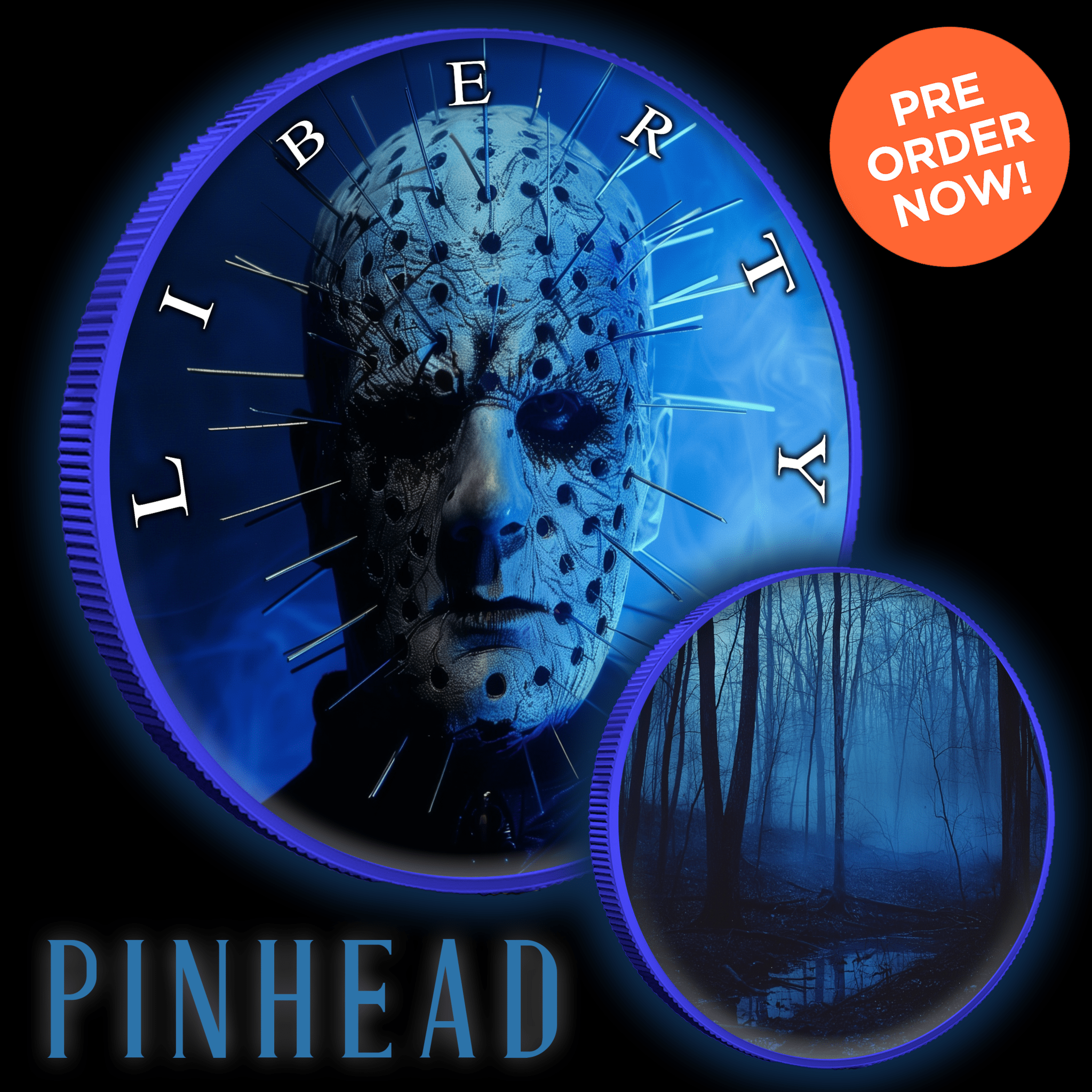 2024 Silver Eagle Colorized American Horror Stories Pinhead 1oz .999 Silver Coin - Captain’s Chest Bullion