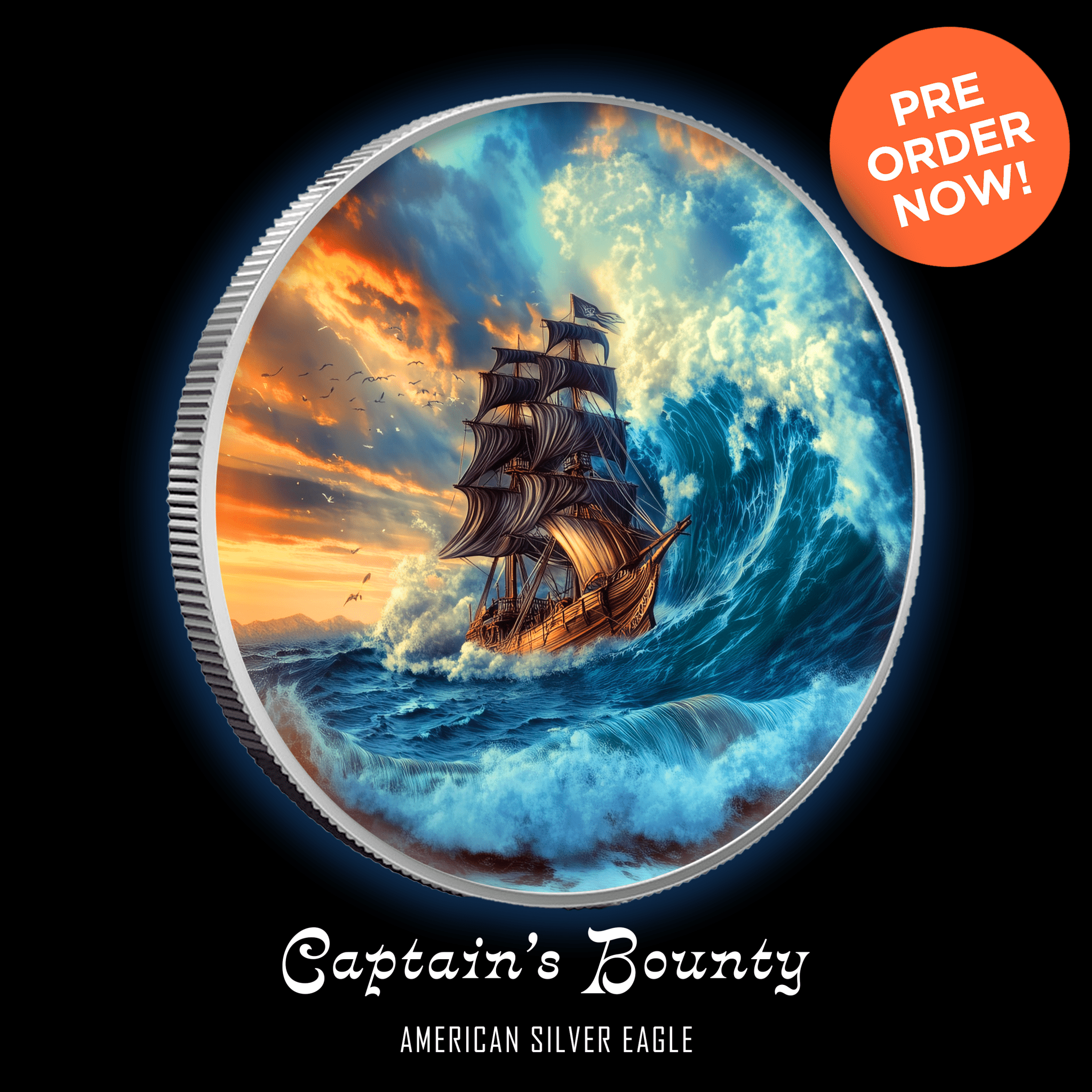 2024 Silver Eagle Colorized Captain's Bounty .999 Silver 1oz. Coin - Captain’s Chest Bullion