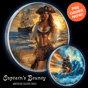 2024 Silver Eagle Colorized Captain's Bounty .999 Silver 1oz. Coin - Captain’s Chest Bullion