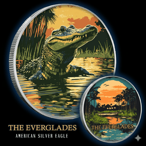 2024 Silver Eagle Everglades National Park .999 Silver 1oz Coin Colorized - Captain’s Chest Bullion