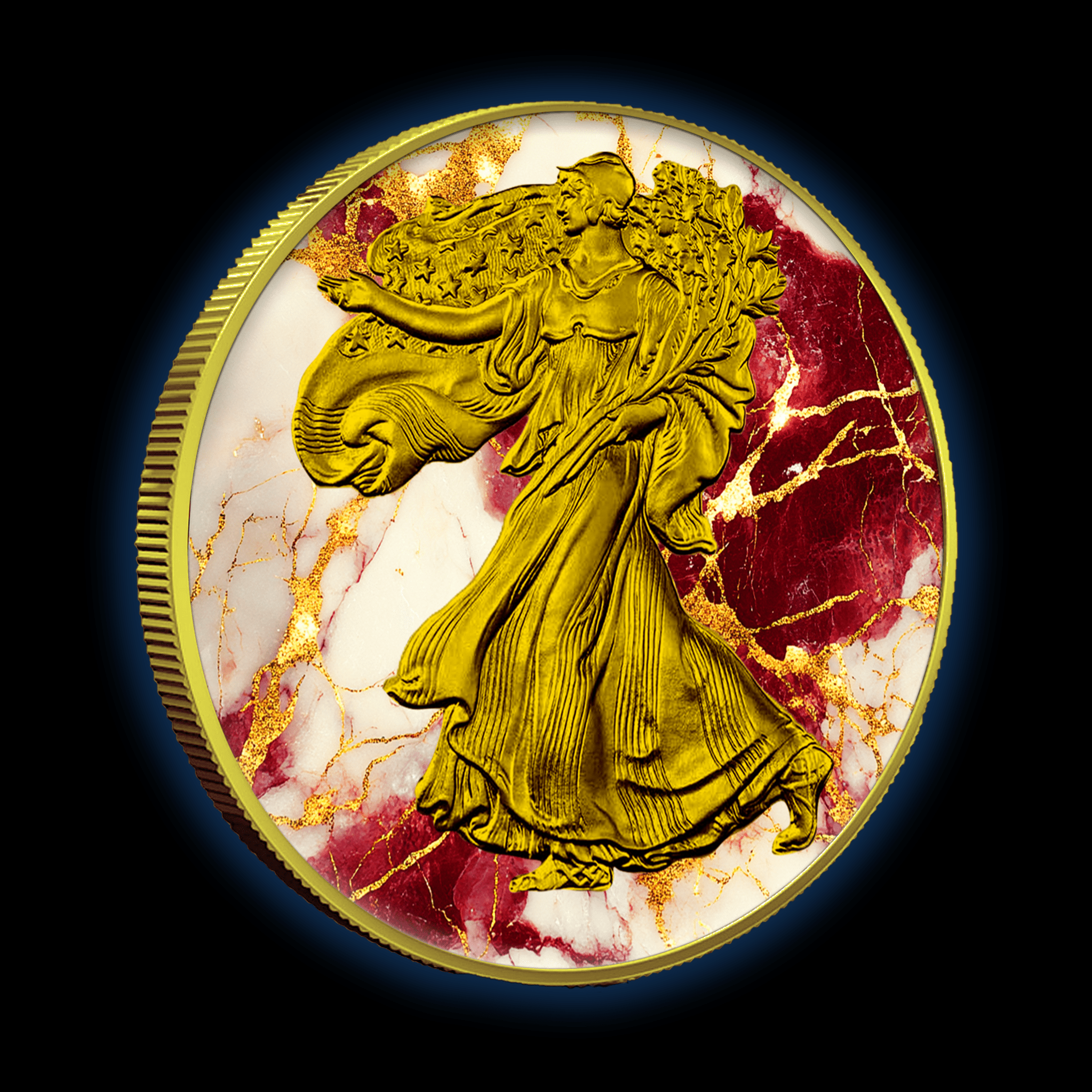 2024 Silver Eagle Marble w/ Gold Gild Edition 1oz .999 Silver Coin - Captain’s Chest Bullion