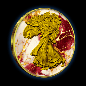 2024 Silver Eagle Marble w/ Gold Gild Edition 1oz .999 Silver Coin - Captain’s Chest Bullion