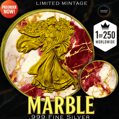 2024 Silver Eagle Marble w/ Gold Gild Edition 1oz .999 Silver Coin