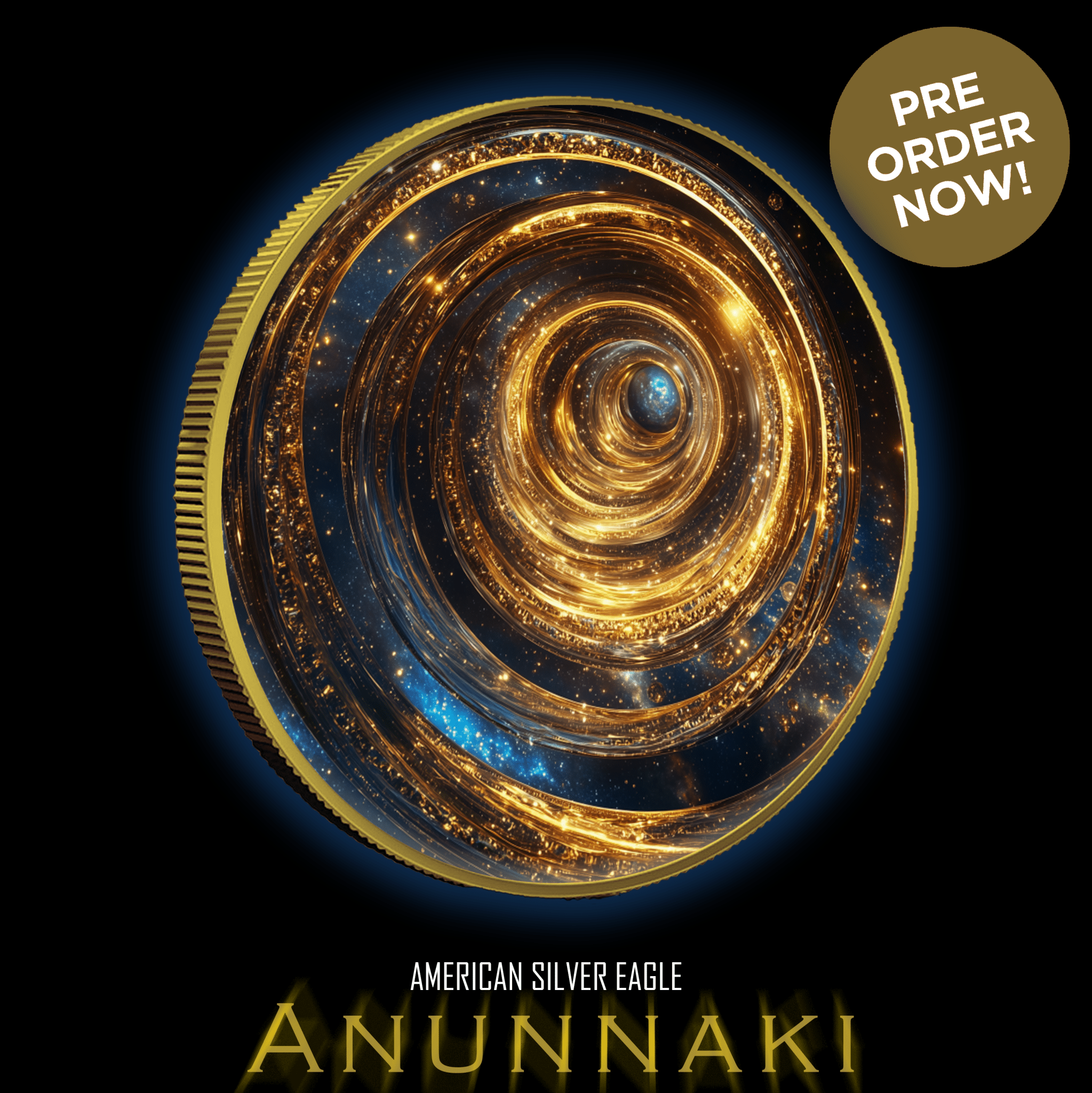 2024 Silver Eagle "The Anunnaki" 1oz .999 Silver Coin Colorized Gold Gilded - Captain’s Chest Bullion