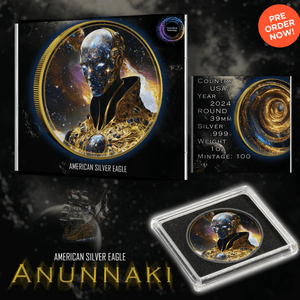 2024 Silver Eagle "The Anunnaki" 1oz .999 Silver Coin Colorized Gold Gilded - Captain’s Chest Bullion
