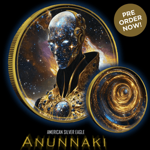 2024 Silver Eagle "The Anunnaki" 1oz .999 Silver Coin Colorized Gold Gilded - Captain’s Chest Bullion
