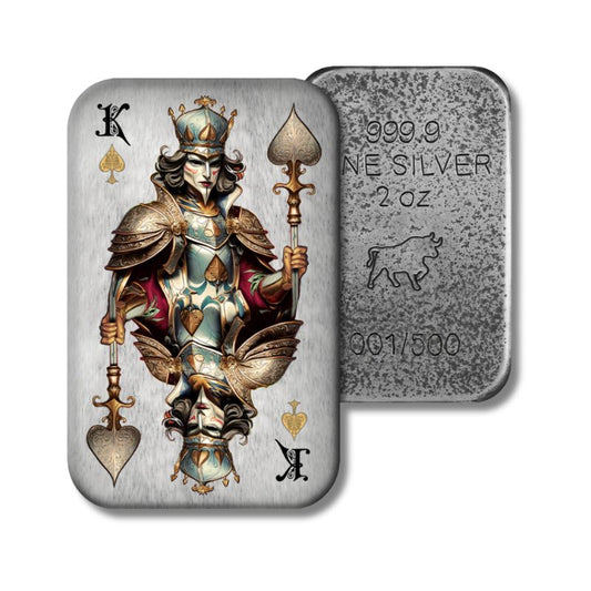 2024 Asturmint Poker Cards - King of Spades Cast 2 oz Silver Bar