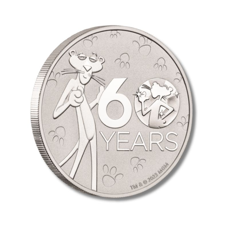 2024 Tuvalu Pink Panther 60th Ann. 1oz Silver BU Coin