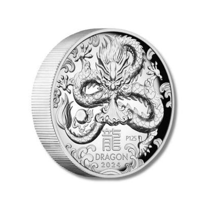 2024 Australia Lunar Series III Year of the Dragon 1 oz Silver High Relief Proof Coin