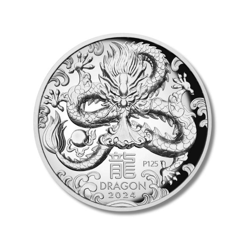 2024 Australia Lunar Series III Year of the Dragon 1 oz Silver High Relief Proof Coin