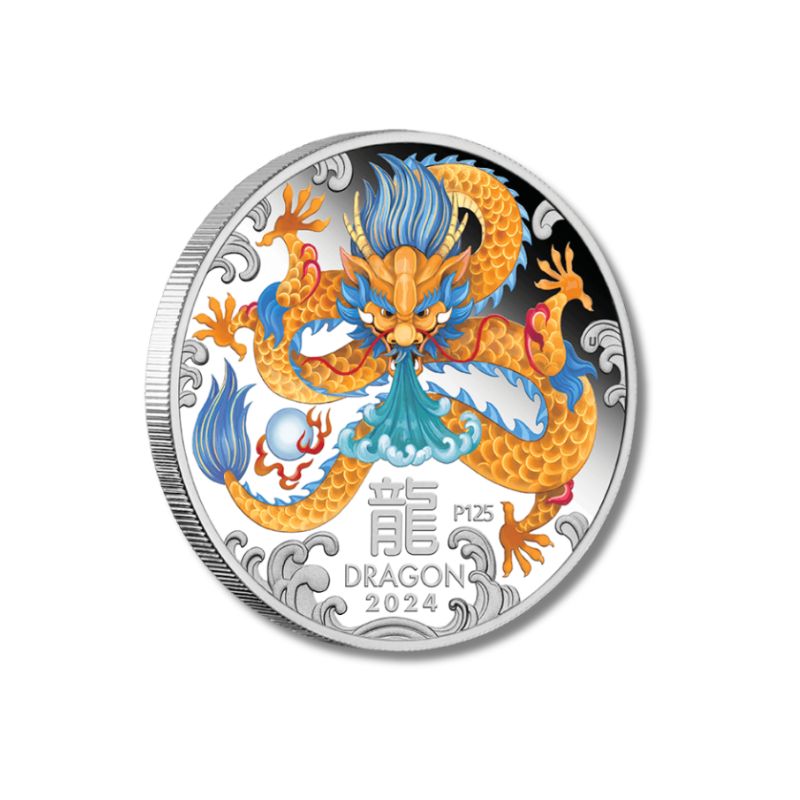 2024 Australian Lunar Series III Year of the Dragon 1oz Silver Colorized Proof Coin