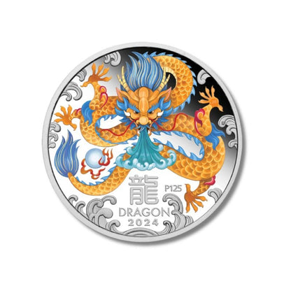 2024 Australian Lunar Series III Year of the Dragon 1oz Silver Colorized Proof Coin