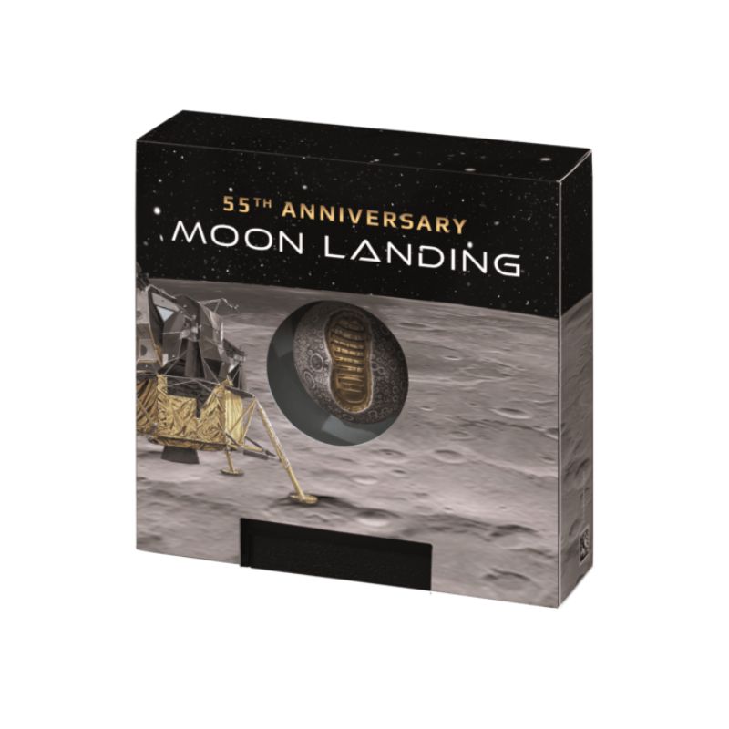 2024 Barbados 55th Ann. Moon Landing 1oz Silver Antiqued Spherical Coin