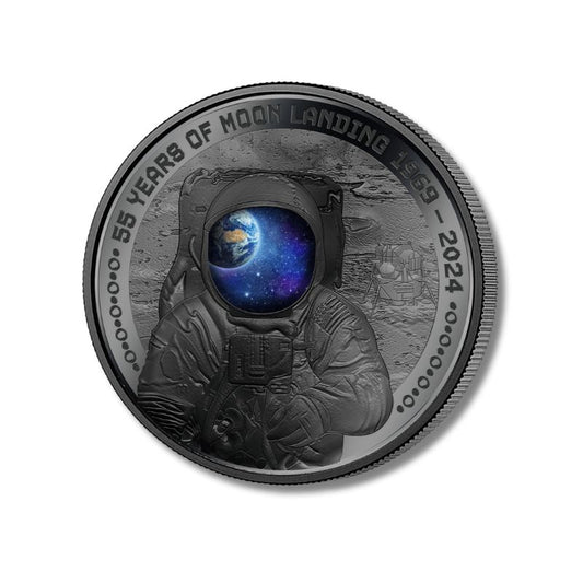 2024 Barbados First Man on the Moon Landing 1oz Silver Black Proof Coin