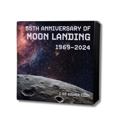 2024 Barbados First Man on the Moon Landing 1oz Silver Black Proof Coin