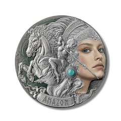 2024 Cameroon Femina Bellator Amazon 2oz Silver Antiqued Coin
