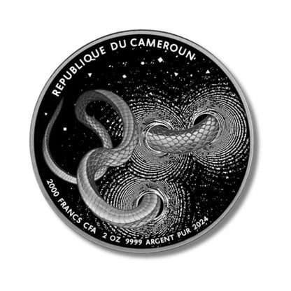2024 Cameroon Herpeton Snake 2 oz Silver Ultra High Relief Proof Coin