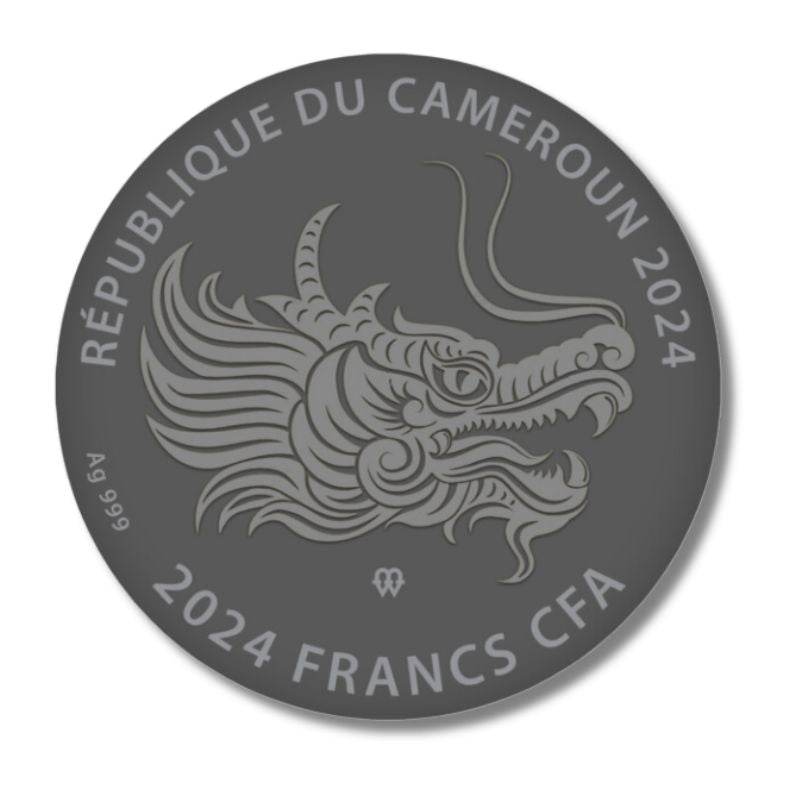 2024 Cameroon Lunar Year of the Dragon 3oz Silver High Relief Antiqued Coin