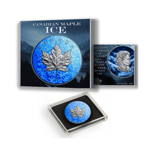 2024 Canadian Maple Fire and Ice Edition 1oz Silver Coins 2ozt 2 coin set*