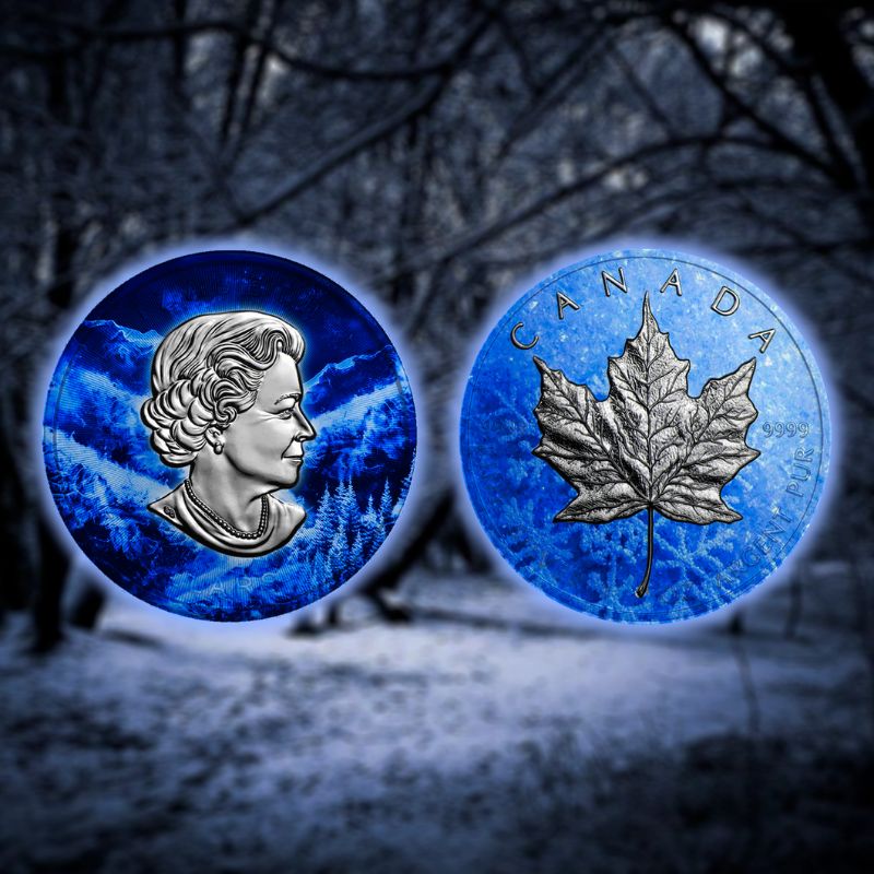 2024 Canadian Maple Fire and Ice Edition 1oz Silver Coins 2ozt 2 coin set*