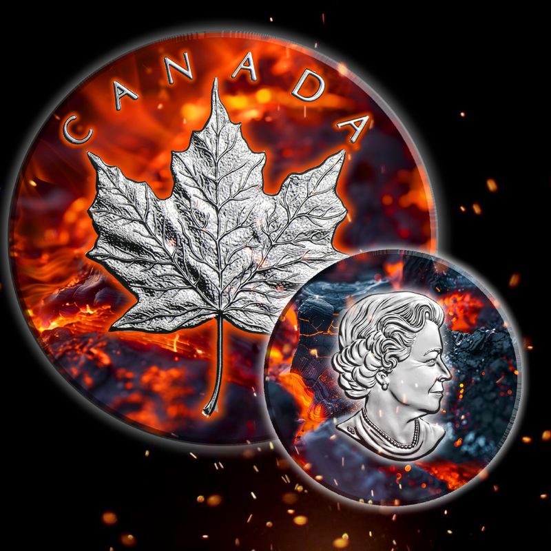 2024 Canadian Maple Fire and Ice Edition 1oz Silver Coins 2ozt 2 coin set*