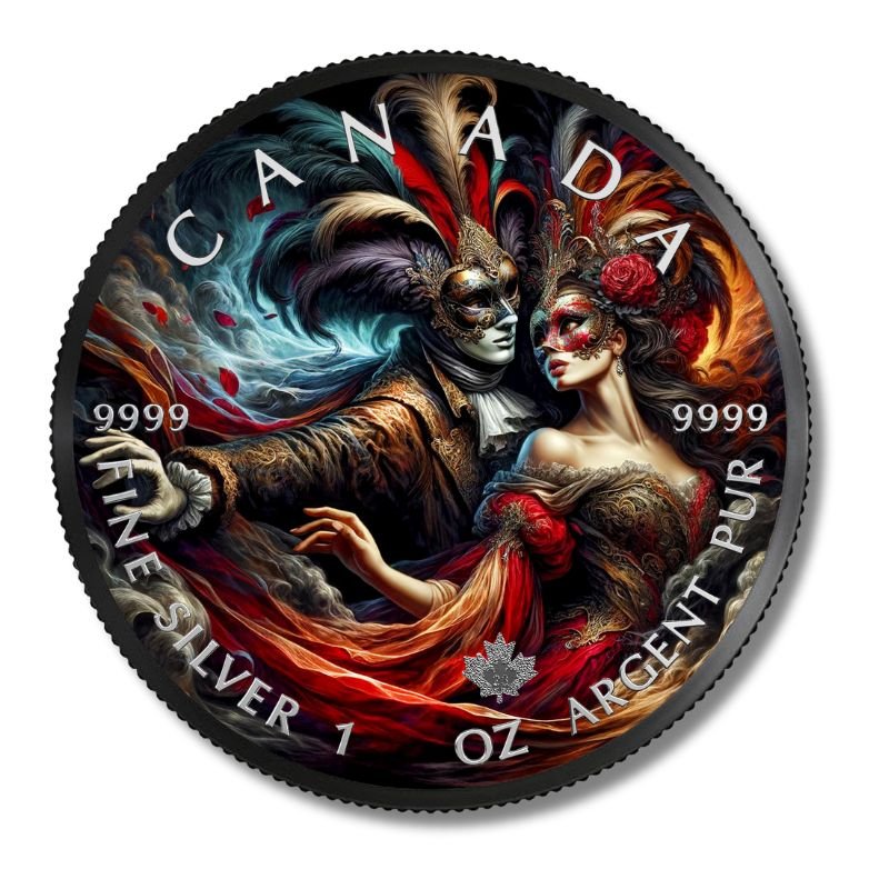 2024 Canadian Maple Leaf Carnival 1oz .9999 Colourized Silver Coin