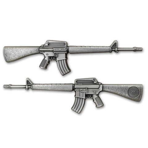 2024 Chad 10,000 Francs 2-oz Silver M16 Rifle Antiqued Coin