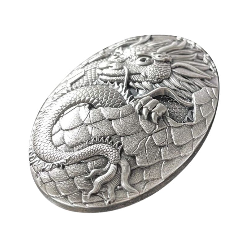 2024 Djibouti Dragon Egg 5oz Silver Shaped Antique Finish Coin