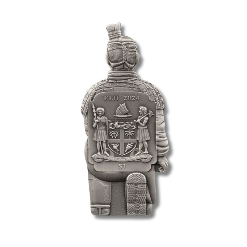 2024 Fiji Terracotta Army 50 Ann. 2oz Silver Antiqued 3D Shaped Coin