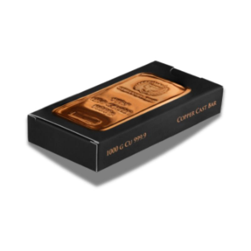 2024 Germania Mint 1000g Copper Cast Bar – featuring a unique hologram, individual numbering, and exclusive packaging.