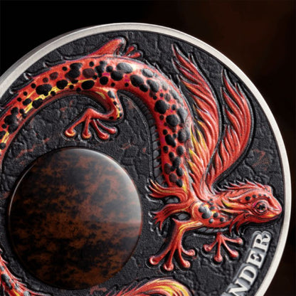2024 Ghana Chronicles of Fire Salamander 2oz Silver Antiqued Coin