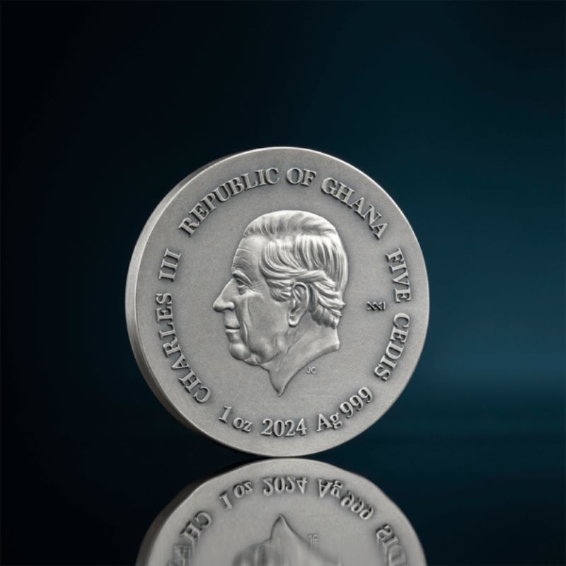2024 Ghana Life Quotes Kraken 1oz Silver High Relief Antiqued Coin