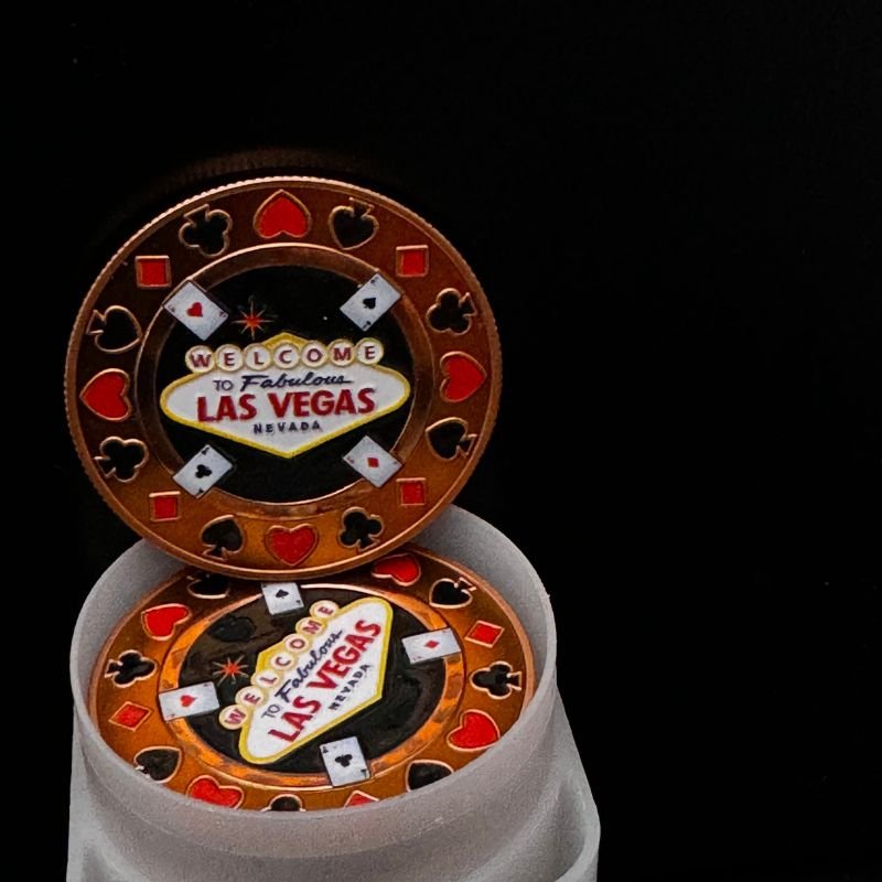 2024 Las Vegas 1oz Colorized Copper Poker Chip featuring a vibrant Vegas-inspired design.