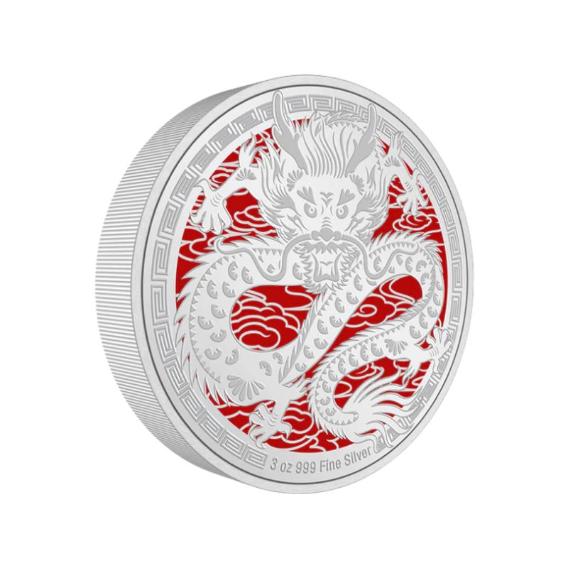 2024 Niue KCIII Lunar Year of the Dragon 3oz Silver Colorized Proof Coin