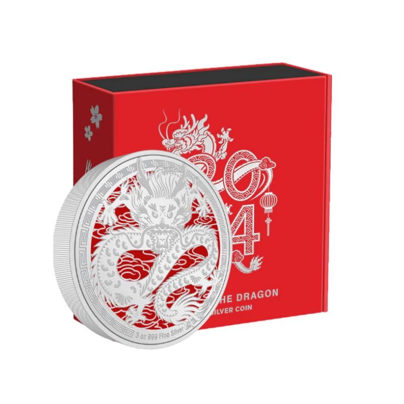 2024 Niue KCIII Lunar Year of the Dragon 3oz Silver Colorized Proof Coin