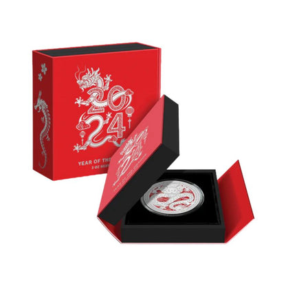 2024 Niue KCIII Lunar Year of the Dragon 3oz Silver Colorized Proof Coin