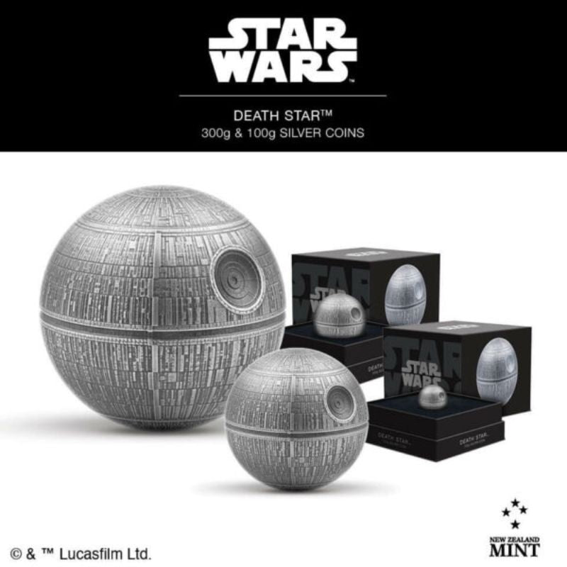 2024 Niue Star Wars Death Star Spherical 300 Gram Silver Antiqued 3D Coin