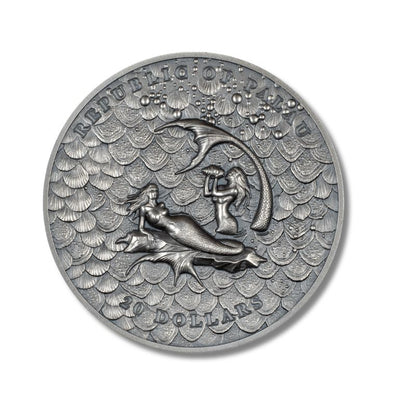 2024 Palau Underwater Fantasy Mermaids 3oz Silver Antiqued Coin