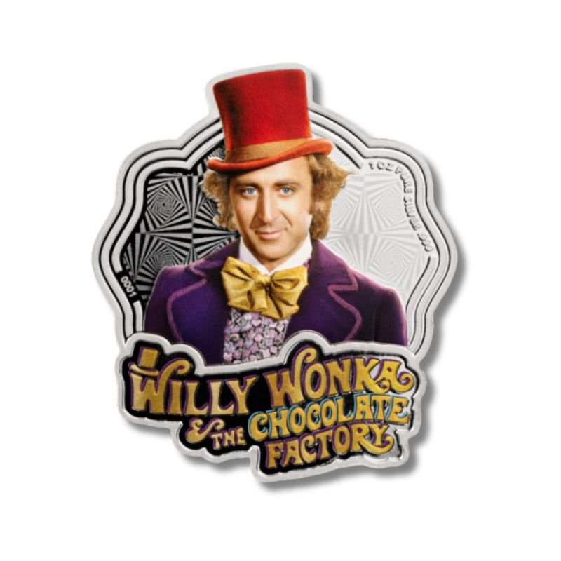 2024 Samoa $5 Willy Wonka 1 oz .999 Fine Silver Coin - Colorized coin with limited mintage and chance to find a Golden Ticket.