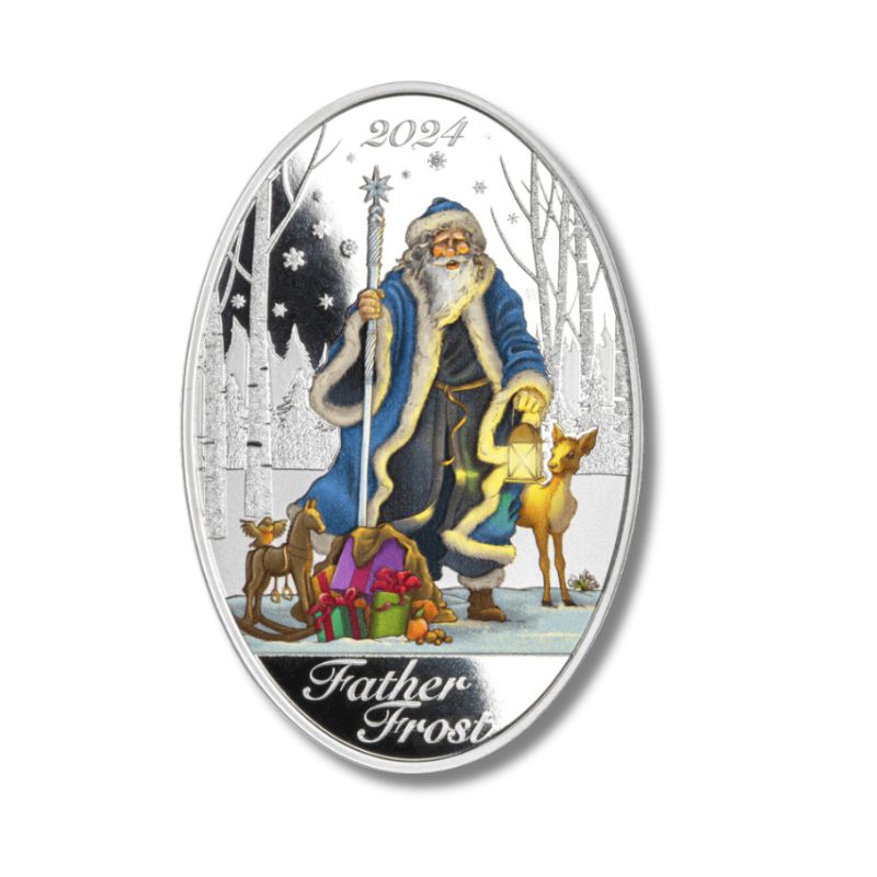 2024 Solomon Island Christmas Father Frost 1oz Silver Colorized Proof Coin